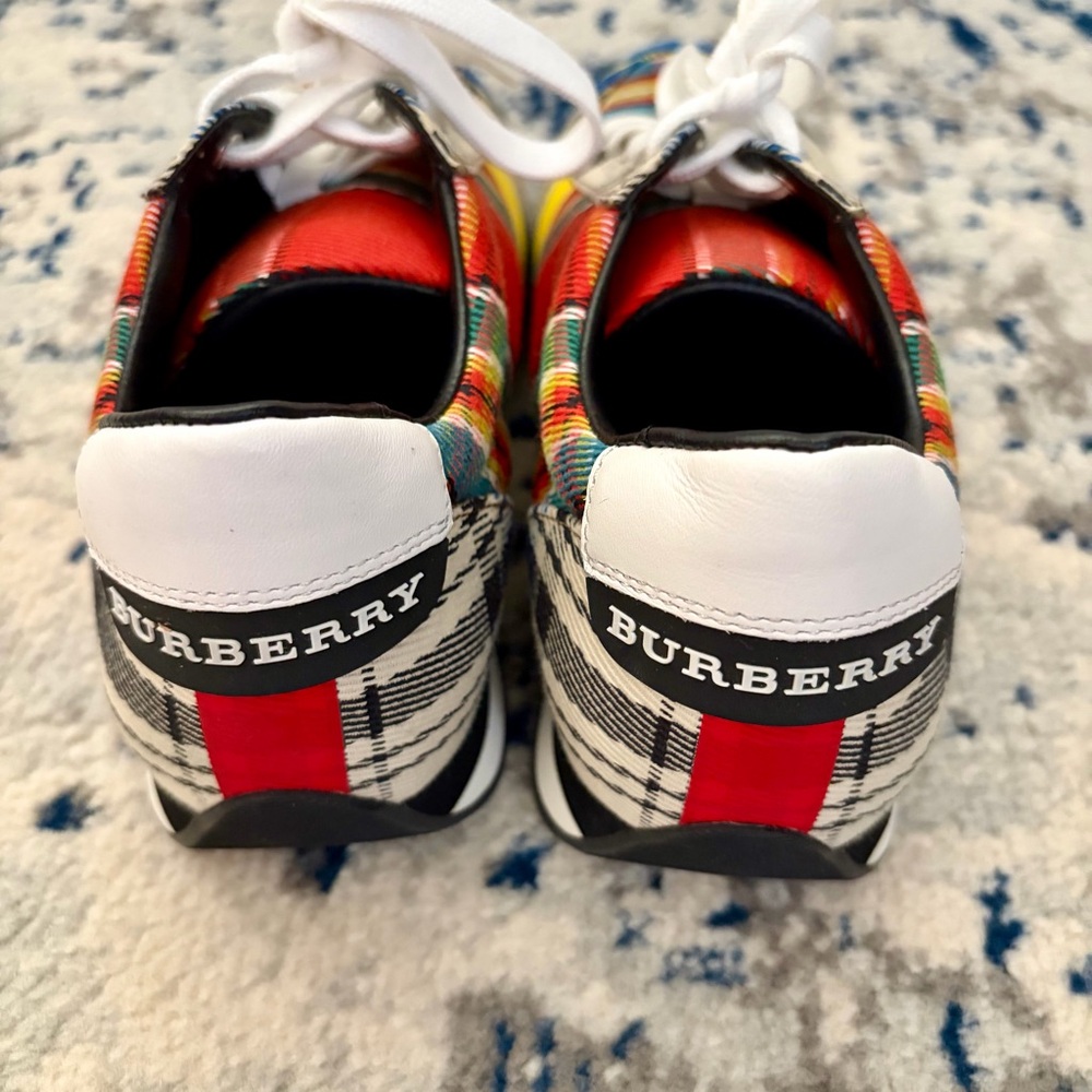 Burberry Amelia New Tartan Multicolor Check Sneakers EU 37 Plaid Lace Up - Picture 2 of 6